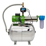 CHM GmbH Hauswasserwerk 100 L Edelstahl 1500 Watt, 8,5 Bar einstellbar mit LCD Display Gartenpumpe, Wasserpumpe