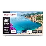 Thomson 55 Zoll (139 cm) 4K Ultra HD Weiß Smart Android TV, Google Assistant, Wi-Fi, Dolby Digital, Bluetooth, Triple-Tuner (Kabel/Satellit/Antenne), HDMI, CI+, A+ Panel – 55UA5S13W