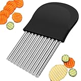 Wellenschneider,14x9,5 cm Riffelmesser Wellenmesser Kinder Wellenschnittmesser Gurkenschneider Pommesschneider Kartoffelschneider Beikost Zubehör Edelstahl für Pommes Kartoffeln Gemüse Obst Gurken