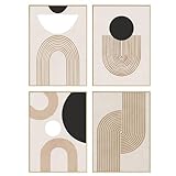 DEUXYU Premium Geometrie Deko Bilder 4er, A4 Moderne Poster Set, Abstrakt Wohnzimmer Leinwandbilder, Hängende Gemälde Wandbilder Deko, Wandposter für Schlafzimmer, Büro, Flur, Eingang 21x30cm