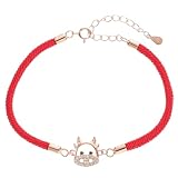 minkissy Ox Jahr Armband Damen Sterling Silber Rotes Seil Klassisch Kreativ Kuhjahr Schmuck Festlicher Armschmuck Alltagsschmuck
