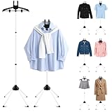 Patelai Verstellbarer T-Shirt-Präsentationsständer, 81,3 - 160,3 cm, Schulterständer, Hemdenständer, tragbar, hängend, schwarzes Metall, Kleidungsdisplay für Geschäfte, dampfende Kleidung, Silber, 2