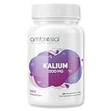 Ambrosial Kaliumchlorid 1500 mg – Kaliumchlorid Mit 778mg elementares Kalium - Potassium chloride - Kaliumtabletten - Glutenfrei, ohne Gentechnik – 180 Tabletten