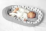 Multifunktionale Kuschelnest Babynest Kokon für Babys und Säuglinge, Nestchen, Reisebett, 100 Prozent Baumwolle, antiallergisch schön gepolstert mit Namen und Datum bestickt, ideal als Geschenk