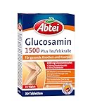 Abtei Glucosamin 1500 Plus Teufelskralle - Nahrungsergänzung für gesunde Knochen und Knorpel - hochdosiert - mit Teufelskrallenwurzel-Extrakt - 1 x 30 Tabletten