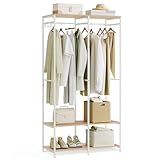 SONGMICS Kleiderschrank offen, Kleiderständer, Garderobenständer, Garderobe mit Kleiderstange, Ablagen, abnehmbare Haken, 40 x 94,5 x 180 cm, naturbeige RGR004W67