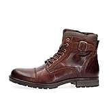 JACK & JONES Herren Jfwalbany Leather Brown Stone Biker Boots, Brown Stone, 43 EU