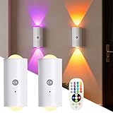 Kertaym Nachtlicht Mit Bewegungsmelder, 2 Stück Magnetische LED Nachtlicht, 16 Farben Farbverlauf Kabellose Wandleuchten, Bewegungsmelder Licht, Schlafzimmer, Küche, Badezimmer