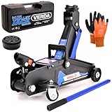 Wagenheber 2T, 140-310mm + Gummiauflage + Koffer + Montagehandschuhe Profi Wohnmobil, Rangierwagenheber, Geländewagen, Werkstatt, Autoheber, PKW, Tief (Wagenheber 2T + Koffer)