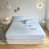 JIANINGHOME Spannbettlaken 180x200 Hellblau -2 Spannbettlaken für Queen-Size-Bett, tiefes Spannbetttuch, Matratze, weich, knitterfrei