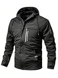 Hidkat Herren Wanderjacke Windbreaker Regenmantel Leichte Outdoor-Regenjacke Wasserabweisend mit Kapuze, Schwarz Nr. 1, M