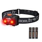 BORUIT LED Stirnlampe - Kopflampe Rotlicht AAA-Batterie superhelle 4-Modus-headlight für Kinder Erwachsene Camping Laufen Wandern Angeln