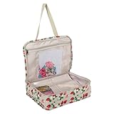 Hobby Gift Projektkoffer – Aufbewahrungstasche zum Nähen, Basteln, Stricken für Unterricht und Reisen, 3 Kunststoffeinsätze für Zubehör und Organisation – 100% Baumwolle, 34 x 28 x 12 cm – Erdbeeren