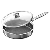 Antihaft-Bratpfanne – Antihaft-Pfanne, Bratpfannen, Kochgeschirr, Edelstahl-Topf mit Deckel, langlebiges Kochwerkzeug für Induktionsherd, Küche, Apartment-Mahlzeiten, Restaurant-Geschirr, Grillen im