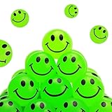 Eymobad 30 pcs Leuchten im Dunkeln Lächeln Gesicht Flummis, Leuchtende Flummi Kinder, Leuchtbälle, Kleine Hohe Elastizität Flummis, Grüne Flummis für Jungen und Mädchen ab 6 Jahren
