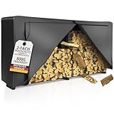 Kaminholzregal aussen Metall VERZINKT mit Dach 223x25x115 Stapelhilfe 800kg Brennholz Feuerholzregal mit 61cm Plane Kaminholzunterstand mit Abdeckung Brennholzunterstand outdoor