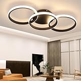 ZMH LED Deckenleuchte Wohnzimmer - Schwarz Deckenlampe Modern Design Schlafzimmerlampe mit 3 Metall Ringe 3000K Warmweiße Küchenlampe 60 * 24cm - 36W Wohnzimmerlampe Esszimmerlampe Flurlampe