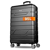 NOWI Reisekoffer Bergamo – XL Koffer 96L mit Hartschale, Zahlenschloss & 4 Rollen – Leichter Koffer Groß für 20 kg Gepäck, 360° drehbar, robust & ideal als Koffer für Flugzeug (schwarz, XL)