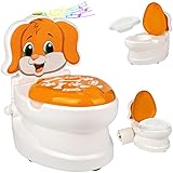 alles-meine.de GmbH Kindertoilette/Töpfchen Spülgeräusch + Licht Hund mit Wasserspülung Sound - Nachttopf/Babytopf - mit Deckel - weiß - Musik - Toilettentrainer - Baby..