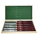 Holzmeißel , 6-teiliges Drechselmeißel-Set, Drechseleisen-Drehmaschine mit Holzaufbewahrungskoffer, Drechselwerkzeuge for die Holzbearbeitung, Hohleisen, Schrägscheitel, Speer, Hartholzgriffe, Messing