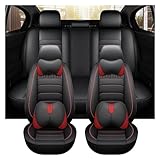 DZSCHUNLUSM Sitzbezügesets Für E60 E61 Für Touring Leder Sitzbezug Auto Zubehör Innen Komplettset Auto-Schonbezüge(9 PCS Black red)