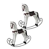 BESPORTBLE 2Stücke Handgemachtes Holzschaukelpferd Niedliches Cartoon Für Schreibtisch Und Zuhause Vintage Stil Weißes Holzornament