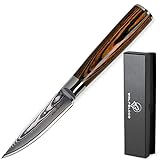 Wolfblood Damastmesser Officemesser (20cm) Schälmesser Profi-Kochmesser aus echtem 67 Lagen Damaststahl I Damast-Küchenmesser Obstmesser mit Holzgriff Geschenkbox & Klingenschutz