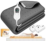 KESSER® Wärmeunterbett 150x80cm mit Abschaltautomatik Fernbedienung | Heizdecke mit 3 Temperaturstufen | Wärmebettunterlage fürs Bett Matratzenheizung Wärmedecke aus weichem Vlies Heizkissen Anthrazit