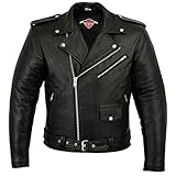 Texpeed Motorrad lederjacke herren mit protektoren - Marlon Brando Retro Chopper Rockerjacke - Mit Original Biker Rüstung (EN 1621-1) Schutz Schwarz - XL