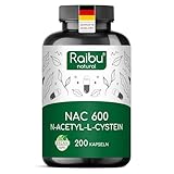 Raibu NAC 600 Kapseln hochdosiert (200 Kapseln x 600mg) I NAC Acetyl L-Cystein in bester Qualität ohne Zusätze in Deutschland produziert