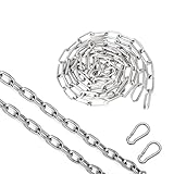 2m Kette Edelstahl, 3mm Edelstahlkette, Chain Karabiner, Ketten für Hundekette, Vorhängeschloss-Gliederkette mit 2 Karabinerhaken, Stahlkette für Fahrräder, Motorräder, Tore und Haustiere