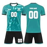 Personalisierte Fußball Trikot mit Eigenem Namen Nummer Logo Fussball Trikot Kinder, Fußball Trikots Set für Kinder/Erwachsene, Fussball Jersey Trainingsanzug für Junge Herren