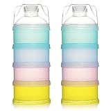 Milchpulver Portionierer Baby,4 Lagiger Milch Pulver Spender,Säuglingsnahrung Kasten,Formel Milchpulver Zufuhr Tragbare,Milchpulver Spender Stapelbare,Milchpulver Box(2 Stück,BPA-frei)