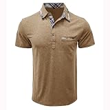 Poloshirt Herren Einfarbig Polohemd mit Brusttasche Knöpfen Revers Tshirt Lässig Bluse Passform T-Shirt Bequem Oberteile Baumwolle Kurze Ärmel Shirt Leichtgewicht Sommershirts Freizeithemden