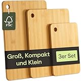 Praknu Schneidebrett Holz 3er Set - Vielseitig und Robust - Nachhaltiges FSC® Bambus Küchenbrett für Gemüse, Fleisch & Brot - Verschiedene Größen