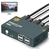 HDMI KVM Umschalter für 2 Computer 1 Monitor,Monitor Umschalter für 2 PC,Bis zu 4K@30HZ,Mit 4 USB2.0 Port,EDID Adapative