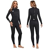 Neoprenanzug Damen Neopren Thermo Schwimmanzug - 3MM UV Schutz Herren Tauchanzug Lange Ärmel Rückenreißverschluss Ultra Stretch Schwarz Wetsuit Outdoor Taucher Badeanzug für Schnorcheln Schwimmen XXL