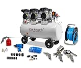 Starkwerk SW 477/8 Flüsterkompressor Silent Kompressor 2,25kW !69 dB! 8Bar ölfrei 100L Kessel Druckluftkompressor leise Compressor inklusive Druckminderer und Wasserabscheider