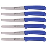 GRÄWE Tafelmesser 6 Stück, Messerset zum Schneiden, 6er Pack Brötchenmesser, Frühstücksmesser mit einseitigem Wellenschliff, Brotmesser, scharfe Messer für Brotzeit, 21 cm - Blau