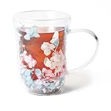 AWSOLAR Doppelwandige Kaffeegläser avec Fleurs Séchées, 300ML Latte Macchiato Gläser Doppelwandig, Teeglas Geschenk für Frauen
