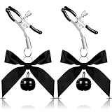 2 Stück Körperklemme mit Bell,Verstellbare Sexy Nippelklemmen,Nippelklemmen mit Bows,Nipple Clamps,Sex Spielzeug,für Frauen,Männer,Paare,Erwachsener(Schwarz)