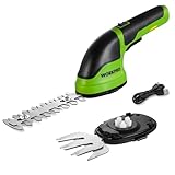 WORKPRO Gartenschere 3,6V, handliche Grasschere und Strauchschere elektrisch mit 2 Messern 2.000mAh Akku und Typ C Kabel, 2 in 1 Rasenkantenschneider Schnittbreite 7.5cm, Schnittlänge 12cm