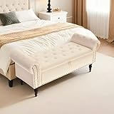 Sitzbank mit Stauraum, Umdrehen Mit Booster-Gasstange, Bettende mit Deckel, Fußstütze mit stabilen Holzbeinen, Bis 168kg, Sofabank fur Flur, Esszimmer, Schlafzimmer, Wohnzimmer, 133 x 53 x 46 cm