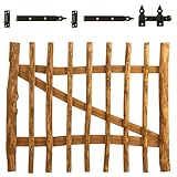BooGardi Gartentor Holz imprägniert in 14 Größen · 80 cm hoch · 100 cm breit · 3·5 cm Lattenabstand · Haselnuss Bauerntor/Zauntor für Staketenzaun
