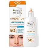 Garnier Antioxidatives Super UV-Sonnenschutz-Fluid mit LSF 50+, Leichte und nicht fettende Sonnencreme mit Hyaluronsäure, Ambre Solaire, 40 ml