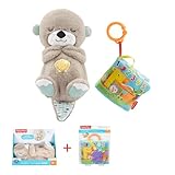 Fisher-Price Bundle Pack - Schlummerotter Spieluhr (FXC66) + Kleines Spielbuch (FGJ40) Plüsch und weiches Baby Buch, beruhigende Musik und rhythmische Bewegungen, Babyspielzeug ab der Geburt