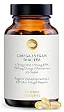 SUNDAY NATURAL® Omega 3 Vegan - 120 Softgel Kapseln - 1.000 mg Algenöl pro Tagesdosis: 350 mg DHA und 180 mg EPA - Leicht schluckbare Omega 3 Kapseln hochdosiert - Laborgeprüft
