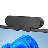 Inwa PC Lautsprecher, USB Monitor Lautsprecher mit Clip-On, 10W mit HD Stereo Sound, Clip per 0.1-1.1’Monitor, für PC Monitor, Laptop, Handy, Desktop, Outdoor, Plug and Play(Schwarz)