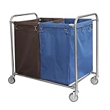 Wäschekorb Aufbewahrungswagen, 2-teiliger Wäschesortierwagen auf Rädern, Wäschewagen für den Reinigungsservice mit Abnehmbarer Tasche, für Familien, Gewerbliche Hotels und Krankenhäuser