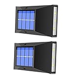 HOMSFOU 2 Stück Solarleuchte Außensolarlampe Solarwandleuchte LED Solarlampe Außenlandschaftslampe Solarzaunlampe Solargartenlampe Dekorative Solarlampe Terrassenwandleuchte